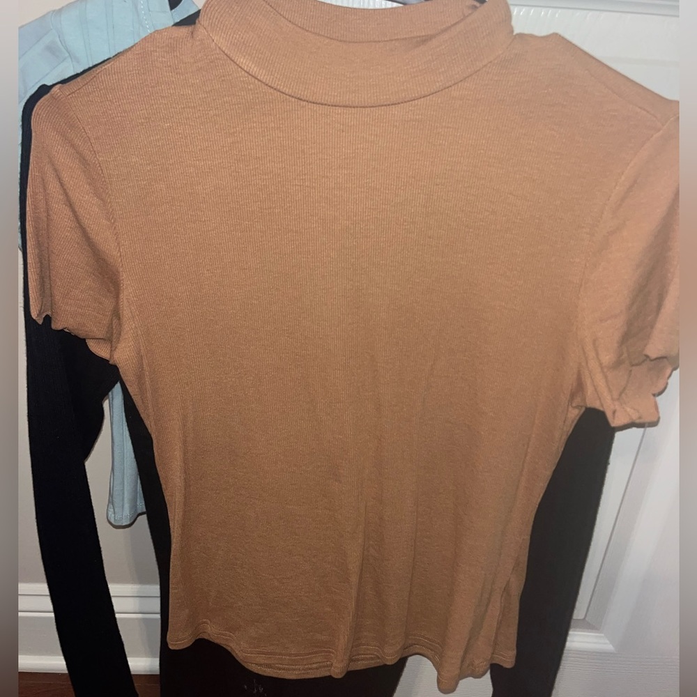 Brown mock neck top